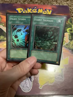 2 Yugioh Cards Vintage Heavy Storm 1st Edition Mrd/Giant Trunade 1st Edition Mrl - Image 1