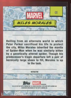 2024 Topps Chrome Marvel Miles Morales - Image 2