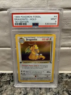 1999 Pokemon Dragonite 1st Edition Fossil Holo 4/62 PSA 9 Mint - Image 1