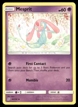 Mesprit 84/236 Uncommon Unified Minds Pokemon Lightly Played - Image 1