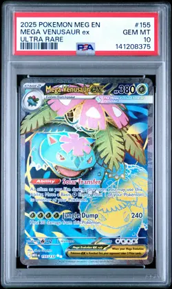 2025 Pokemon Mega Evolution #155 Mega Venusaur Ex Ultra Rare PSA 10 - Image 1
