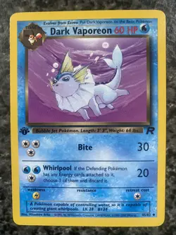 Pokemon Dark Vaporeon Team Rocket 1st Edition Uncommon 45/82 NM - Image 1