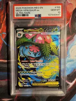 2025 POKEMON ME: MEGA EVOLUTION EN MEGA VENUSAUR EX HOLO #155 PSA 10 ULTRA RARE - Image 1
