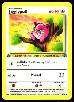 JIGGLYPUFF 54/64 COMMON JUNGLE POKEMON 1ST EDITION MP - Image 1