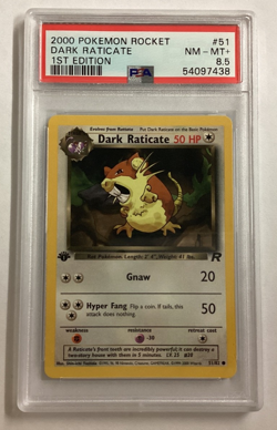 Pokemon Team Rocket DARK RATICATE 1st Edition PSA 8.5 (7438) Graded Power - Image 1