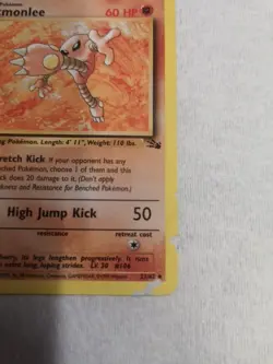 Pokemon TCG Hitmonlee 22/62 Fossil Unlimited Non Holo - Image 3