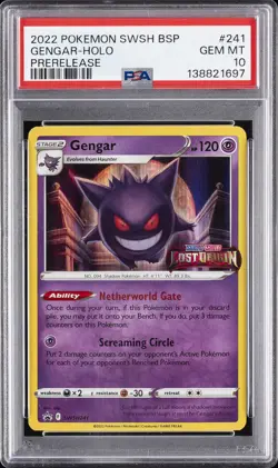 2022 POKEMON SWSH BLACK STAR PROMO PRERELEASE #241 GENGAR-HOLO PSA 10 - Image 1