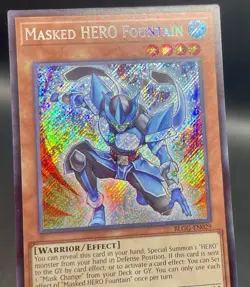 Yugioh! Masked HERO Fountain BLGG-EN029 [Secret Rare] Glorious Gallery NM/M - Image 3