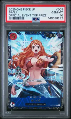 2025 ONE PIECE JAPANESE PROMOS OFFICIAL EVENT TOP PRIZE #005 SANJI PSA 10 - Image 1
