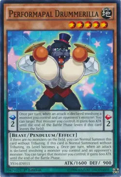 Yugioh! Performapal Drummerilla - YS16-EN011 - Common - 1st Edition Near Mint - Image 1