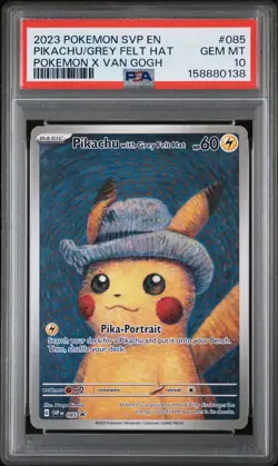 2023 Pokemon Pikachu Van Gogh Grey Felt Hat Promo SVP EN 85 PSA 10 - Image 1