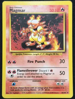 Magmar 36/102 Base Set LP Pokemon TCG 1999 - Image 1
