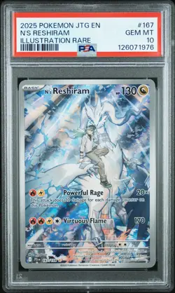 2025 POKEMON JTG EN-JOURNEY TOGETHER ILLUSTRATION RARE #167 N'S RESHIRAM PSA 10 - Image 1