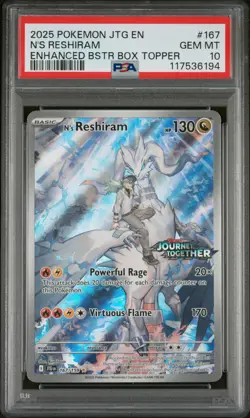 2025 POKEMON JTG EN-JOURNEY TOGETHER #167 N'S RESHIRAM PSA 10 - Image 1
