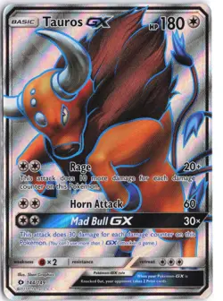 Tauros GX (Full Art) 144/149 Holo Ultra Rare SM Base Set Pokemon NM - Image 1