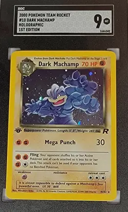 2000 POKEMON TEAM ROCKET #10 DARK MACHAMP HOLOGRAPHIC 1ST EDITION - Image 1