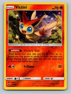 Victini 10/145 Holo Holo Rare Guardians Rising Pokemon Reverse Holo NM! - Image 1