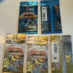Nintendo Pokemon TCG neo Japanese Booster Pack Lot 4 Packs (10 Cards Each) - Image 1