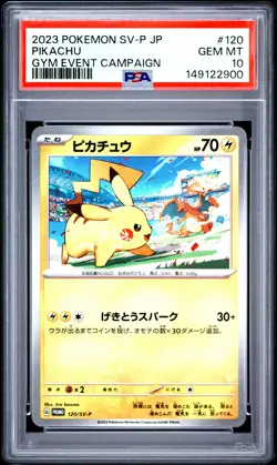 2023 POKEMON JAPANESE SV-P PROMO GYM EVENT CAMPAIGN #120 PIKACHU PSA 10 - Image 1