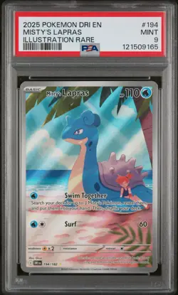 2025 POKEMON DRI EN-DESTINED RIVALS ILLUSTRATION RARE #194 MISTY'S LAPRAS PSA 9 - Image 1
