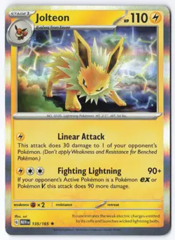 Pokemon TCG Jolteon 135/165 Holo 151 NM-LP - Image 1