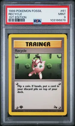 1999 POKEMON FOSSIL 1ST EDITION #61 RECYCLE PSA 9 - Image 1