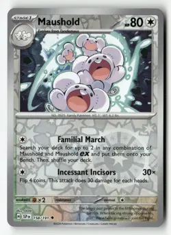 Maushold 158/191 Uncommon Surging Sparks Pokemon Reverse Holo Near Mint - Image 1