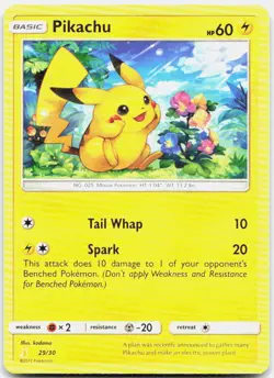 PIKACHU (#29) 29/30 C SM TRAINER KIT: LYCANROC & ALOLAN RAICHU POKEMON MP - Image 1