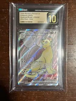 2025 Pokemon Team Rocket’s Persian EX 219/182 CGC 10 Free Shipping - Image 1