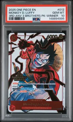 2025 ONE PIECE 3RD ANNIVERSARY WINNER 3 BROTHERS MONKEY D. LUFFY PSA 10 - Image 3