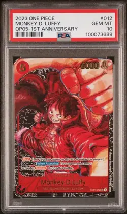 One Piece OP05 Monkey D. Luffy 1st Anniversary ST01-012 PSA 10 Gem Mint English - Image 1