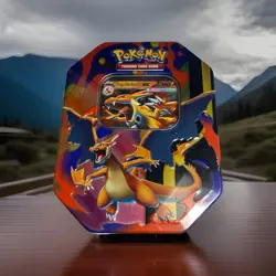 Pokemon TCG Mega Evolution Phantasmal Flames Charizard Ex Tin Factory Sealed Box - Image 1
