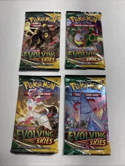 Evolving Skies Booster Pack Art Set of 4 Factory Sealed Pokemon TCG - Image 1