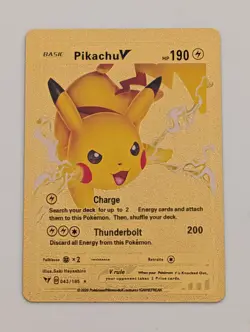 Pokemon Pikachu V 190HP Charge Thunderbolt Basic Gold Foil Fan Art Card 043-185 - Image 3
