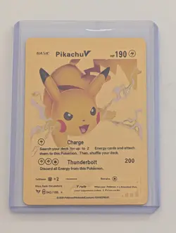 Pokemon Pikachu V 190HP Charge Thunderbolt Basic Gold Foil Fan Art Card 043-185 - Image 5