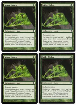 Spider Umbra x4 4x 2010 Rise of the Eldrazi PLAYSET Green Enchantment MTG NM AZ1 - Image 1