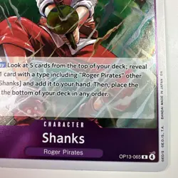 Shanks OP13-065 Foil Rare Carrying On His Will One Piece Card Game - Image 5