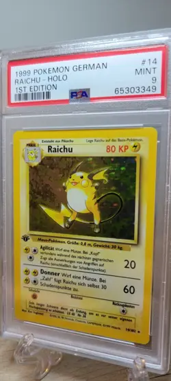 PSA 9 1st Edition Base Set Raichu 14 NM-MT German Pokemon Card Vintage Graded - Image 2