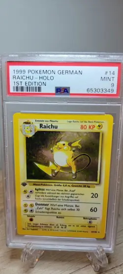 PSA 9 1st Edition Base Set Raichu 14 NM-MT German Pokemon Card Vintage Graded - Image 3