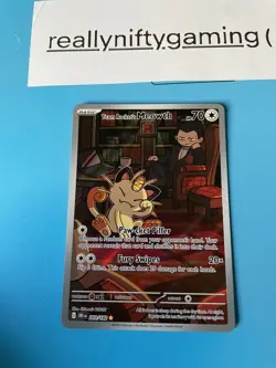 Team Rockets Meowth 203/182 Illustration Rare Destined Rivals DRI Pokemon TCG NM - Image 1