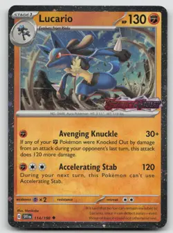 Lucario 114/198 Uncommon Scarlet & Violet Pokemon Cosmo Holo NM - Image 1