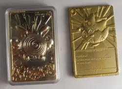 1999 Pokemon 23K Gold Plated Metal Burger King Promotion Set Togepi & Poliwhirl - Image 1