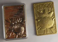 1999 Pokemon 23K Gold Plated Metal Burger King Promotion Set Togepi & Poliwhirl - Image 2