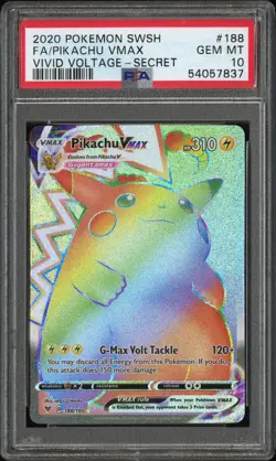 2020 POKEMON SWORD & SHIELD VIVID VOLTAGE SECRET FULL ART/PIKACHU VMAX PSA 10 - Image 1