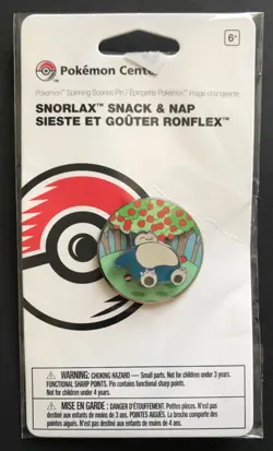 Snorlax Pin Badge Snack & Nap Pokemon Centre 2022 Metal Spinning Scenes NEW - Image 1