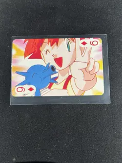 Misty & Horsea - 1999 Pocket Monster Pokemon Vintage Poker Card Holo Back - Image 1