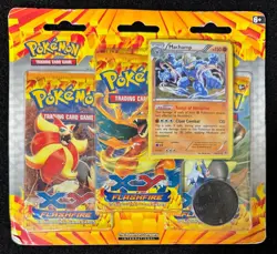 POKEMON XY Original 2014 3-Pack FLASHFIRE Blister Booster with MACHAMP SEALED - Image 1