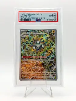 2024 POKEMON SURGING SPARKS POKEMON CENTER STAMPED ETB PROMO MAGNETON 159 PSA 10 - Image 1