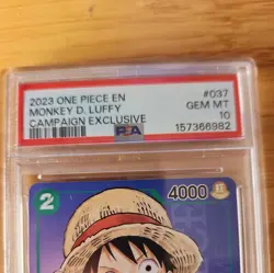 2023 ONE PIECE PROMOS CAMPAIGN EXCLUSIVE #037 MONKEY D. LUFFY PSA 10 GEM MINT💎 - Image 3