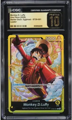 2026 ONE PIECE STARTER DECK ST29-EGGHEAD #001 MONKEY D. LUFFY CGC 10 PRISTINE - Image 1